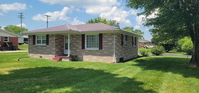 205 Galen Rd, Lafayette, TN 37083 - rear view of house featuring crawl space, a lawn, and a metal roof