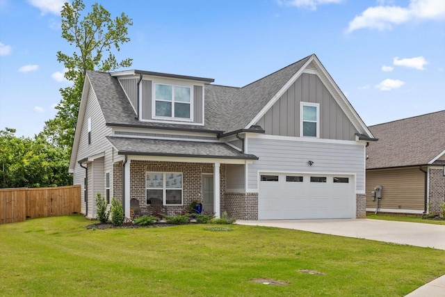5086 Oop Rd, Chattanooga, TN 37416 - craftsman inspired home with brick siding, an attached garage, driveway, board and batten siding, and a shingled roof