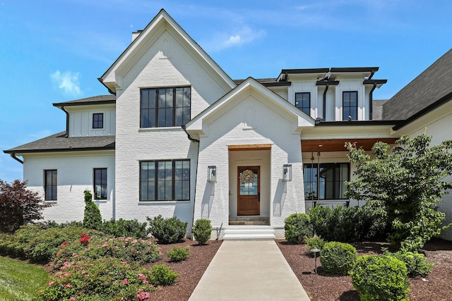 4720 Edwardian Trce, Franklin, TN 37067 - view of front of home with brick siding, board and batten siding, and a chimney