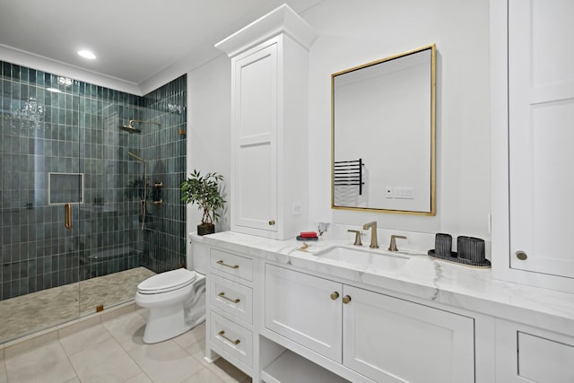 4720 Edwardian Trce, Franklin, TN 37067 - full bathroom featuring vanity, a stall shower, and tile patterned floors