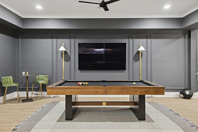 4720 Edwardian Trce, Franklin, TN 37067 - rec room with pool table, wood finished floors, recessed lighting, and a ceiling fan