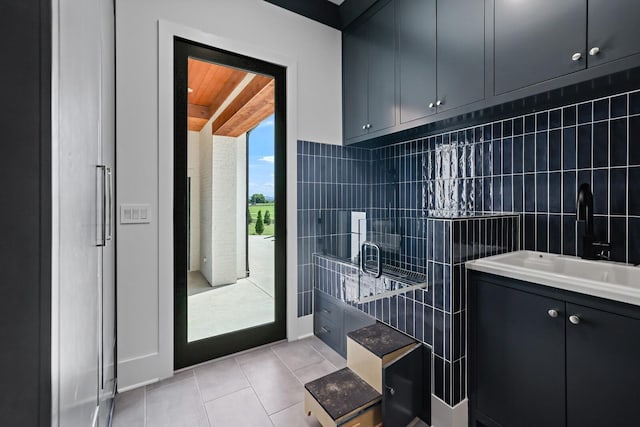 4720 Edwardian Trce, Franklin, TN 37067 - bathroom with tile patterned floors, vanity, and tile walls