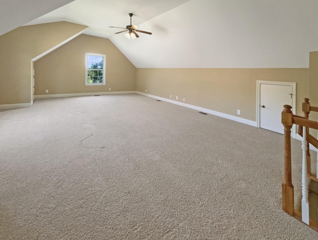 3624 Prestwicke Pl, Adams, TN 37010 - additional living space featuring lofted ceiling, ceiling fan, and carpet floors