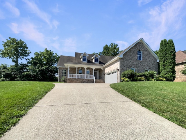3624 Prestwicke Pl, Adams, TN 37010 - view of front of house featuring covered porch, driveway, brick siding, and a front lawn