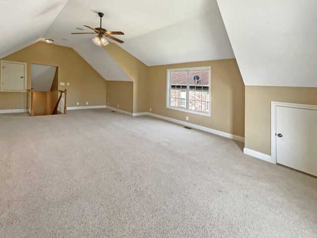 3624 Prestwicke Pl, Adams, TN 37010 - bonus room featuring vaulted ceiling, carpet flooring, and a ceiling fan
