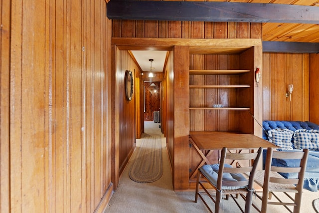 266 Clear Creek Cir, Pulaski, TN 38478 - office area featuring wooden walls, carpet flooring, and beam ceiling
