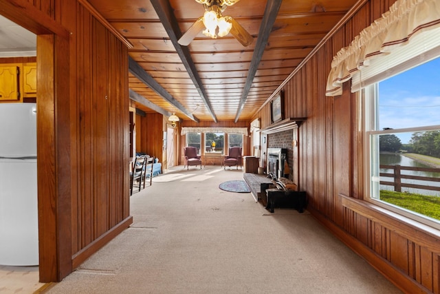 266 Clear Creek Cir, Pulaski, TN 38478 - unfurnished sunroom featuring a water view and beam ceiling