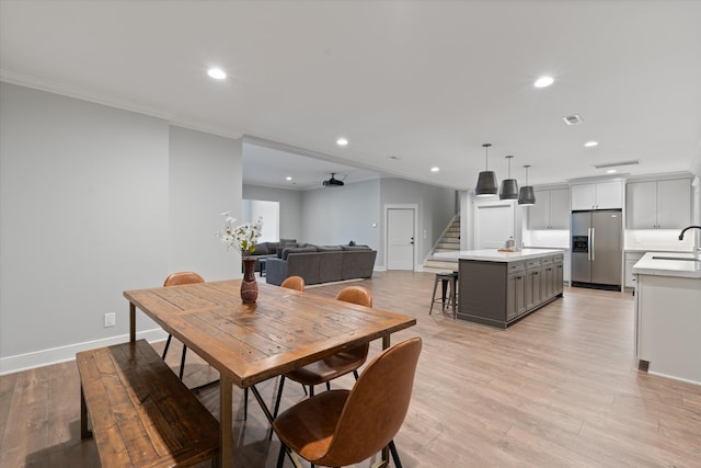 2996 S Rutland Rd, Mount Juliet, TN 37122 - dining space with recessed lighting, stairs, and light wood-style floors
