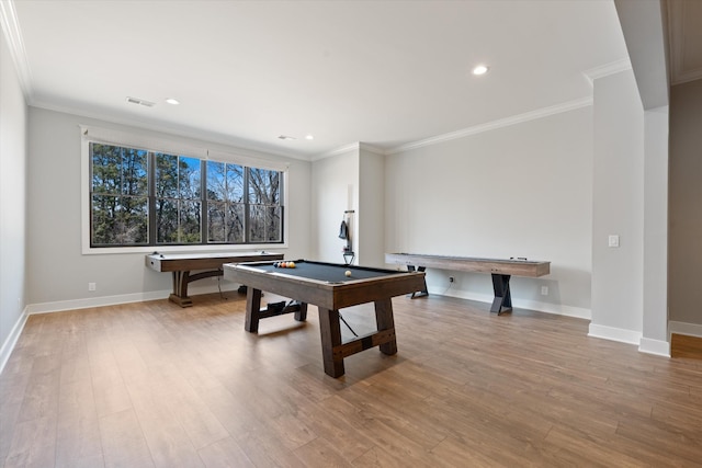 2996 S Rutland Rd, Mount Juliet, TN 37122 - recreation room featuring pool table, wood finished floors, ornamental molding, and recessed lighting
