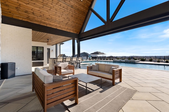 2996 S Rutland Rd, Mount Juliet, TN 37122 - view of patio with an outdoor hangout area, an outdoor kitchen, and a pool with connected hot tub