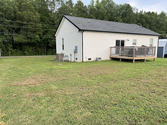 484 Royal Dr, Rock Island, TN 38581 - back of property featuring a deck, a lawn, and brick siding