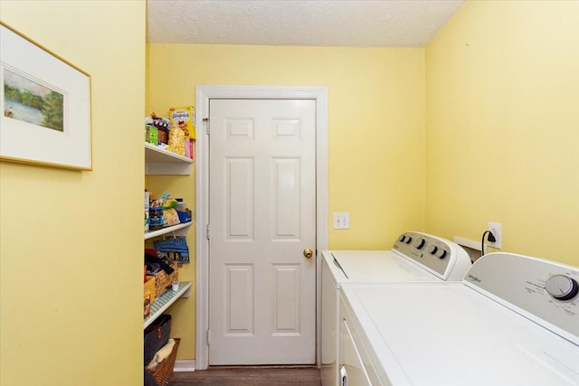 1311 Clifford Dr, Murfreesboro, TN 37129 - washroom featuring washing machine and clothes dryer, wood finished floors, and a textured ceiling