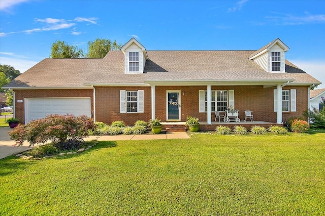 1311 Clifford Dr, Murfreesboro, TN 37129 - cape cod-style house with covered porch, a garage, a front lawn, roof with shingles, and brick siding