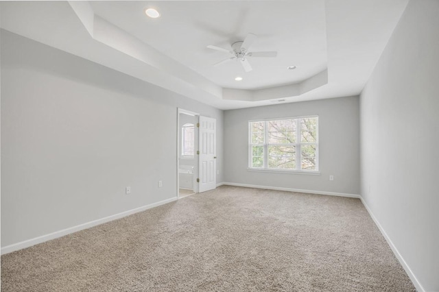 446 Lazy Creek Ln, Nashville, TN 37211 - unfurnished room with a raised ceiling, ceiling fan, carpet floors, and recessed lighting