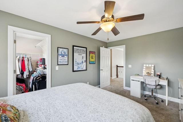 2819 Silver Springs Ct, Murfreesboro, TN 37128 - bedroom with carpet flooring, a spacious closet, a closet, and a ceiling fan