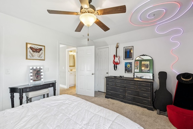 2819 Silver Springs Ct, Murfreesboro, TN 37128 - bedroom with light colored carpet and a ceiling fan