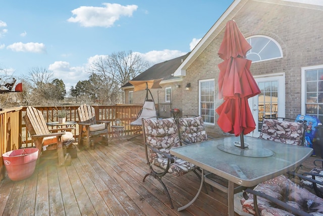 311 Downs Rd, Cumberland City, TN 37050 - wooden deck featuring outdoor dining space