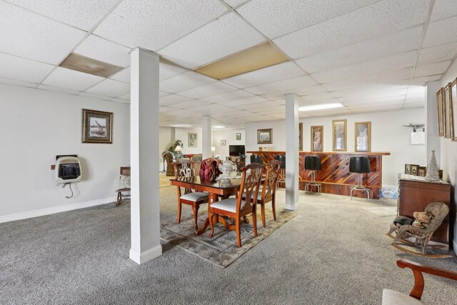 311 Downs Rd, Cumberland City, TN 37050 - carpeted dining area with a paneled ceiling and heating unit