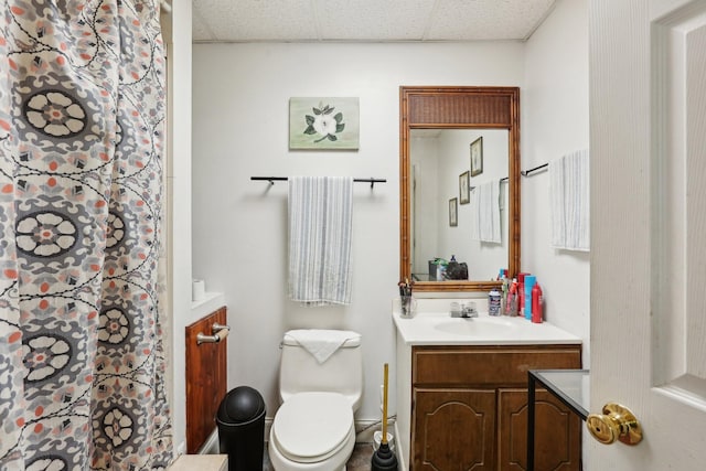 311 Downs Rd, Cumberland City, TN 37050 - bathroom featuring vanity, a paneled ceiling, and a shower with shower curtain