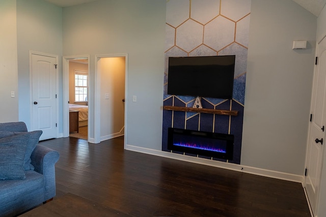 1452 Precept Dr, Murfreesboro, TN 37129 - living area with wood finished floors, a large fireplace, and high vaulted ceiling