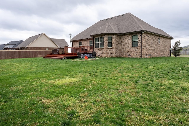 1452 Precept Dr, Murfreesboro, TN 37129 - rear view of property featuring brick siding, a wooden deck, and a shingled roof