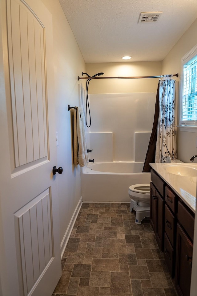 1452 Precept Dr, Murfreesboro, TN 37129 - full bath with shower / bath combo with shower curtain, vanity, stone finish flooring, and recessed lighting