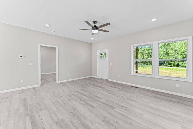4315 Surji Cir, Centerville, TN 37033 - unfurnished living room featuring ceiling fan, light wood-style floors, and recessed lighting
