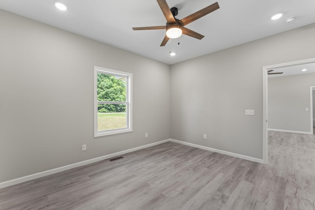 4315 Surji Cir, Centerville, TN 37033 - spare room with ceiling fan, light wood-style flooring, recessed lighting, and a smoke detector