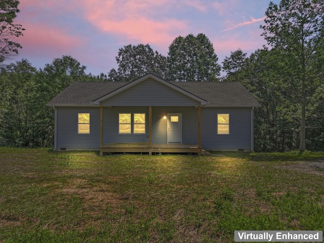 4315 Surji Cir, Centerville, TN 37033 - view of front of home with crawl space, a yard, and a porch