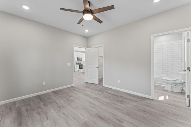 4315 Surji Cir, Centerville, TN 37033 - unfurnished bedroom featuring light wood-style floors, recessed lighting, ensuite bathroom, and ceiling fan