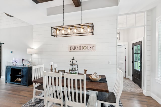 2427 Green Valley Rd, Lafayette, TN 37083 - dining area with dark wood finished floors and wooden walls