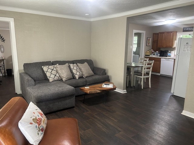 273 E Lake St, Camden, TN 38320 - living area featuring dark wood-style flooring and ornamental molding