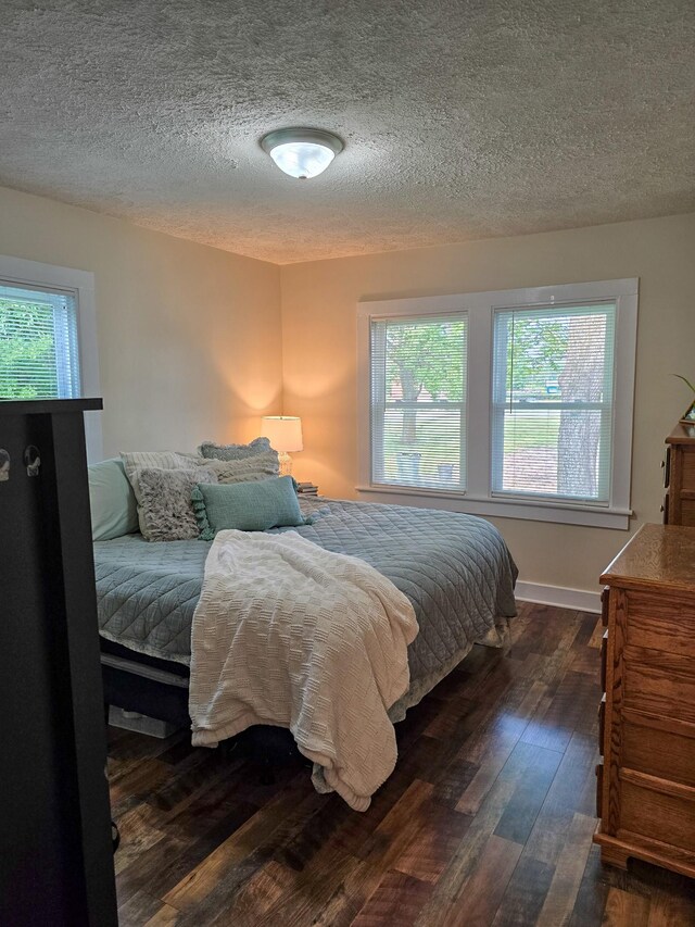 103 Oak St, Portland, TN 37148 - bedroom with multiple windows, dark wood-style flooring, and a textured ceiling