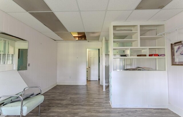 867 Lexington Hwy, Loretto, TN 38469 - kitchen with a drop ceiling, wood finished floors, and wooden walls