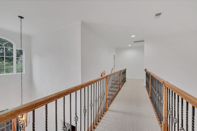 7157 Chessington Dr, Fairview, TN 37062 - corridor with recessed lighting, ornamental molding, and carpet flooring
