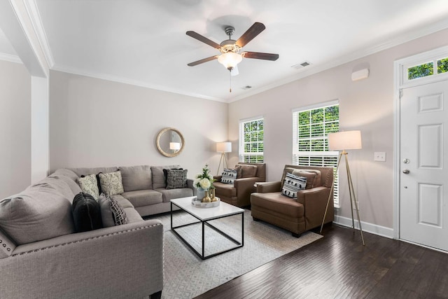 4316 Summercrest Blvd Unit 104, Antioch, TN 37013 - living area with dark wood finished floors, ceiling fan, and crown molding