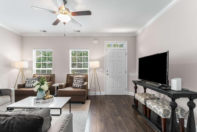 4316 Summercrest Blvd Unit 104, Antioch, TN 37013 - living area with ceiling fan, wood finished floors, and crown molding