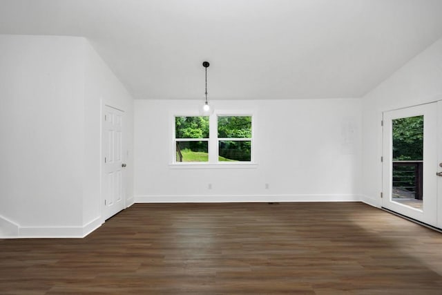 475 Kelly Creek Rd, Ardmore, TN 38449 - unfurnished room with lofted ceiling, plenty of natural light, and dark wood finished floors
