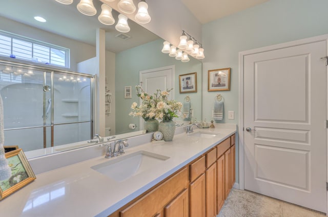 403 Independence St, Mount Juliet, TN 37122 - bathroom featuring double vanity and a stall shower