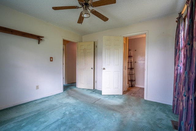 399 Indian Creek Rd, Hohenwald, TN 38462 - unfurnished bedroom featuring carpet flooring, ensuite bath, and ceiling fan