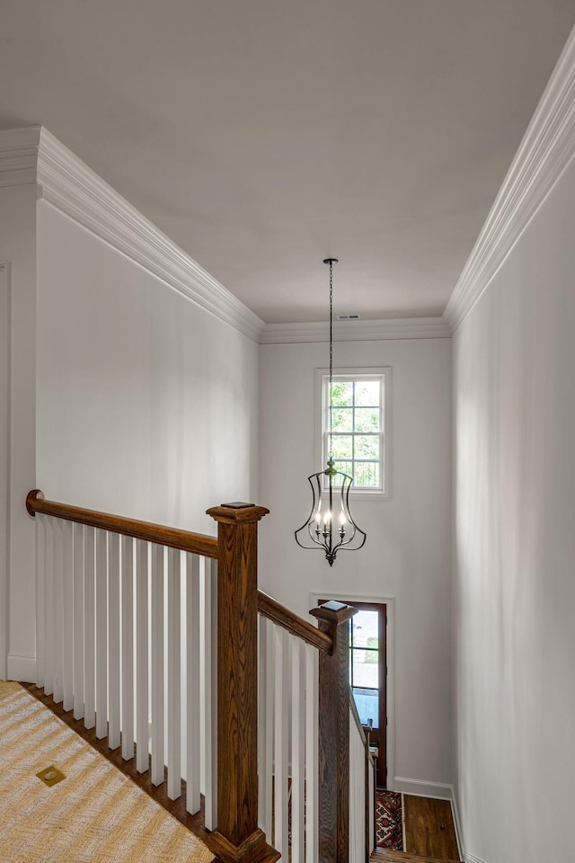 1353 Eliot Rd, Franklin, TN 37064 - stairs featuring a chandelier, plenty of natural light, and crown molding
