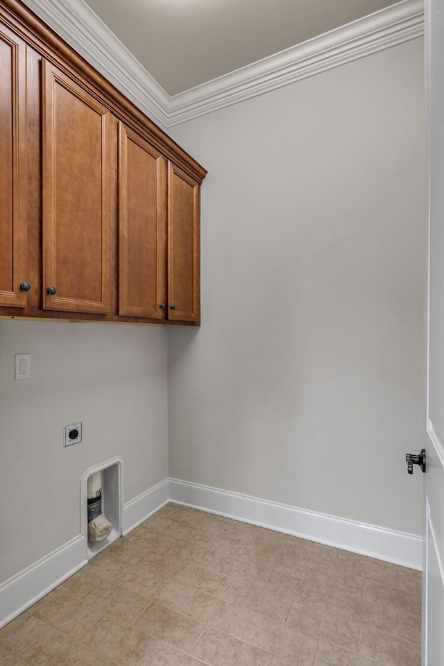 1353 Eliot Rd, Franklin, TN 37064 - laundry area with hookup for an electric dryer, cabinet space, and ornamental molding