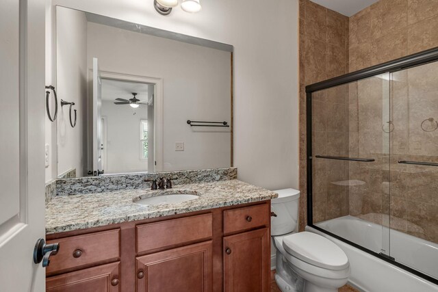 1353 Eliot Rd, Franklin, TN 37064 - bathroom featuring vanity, enclosed tub / shower combo, and a ceiling fan