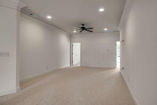 1353 Eliot Rd, Franklin, TN 37064 - unfurnished room with ornamental molding, ceiling fan, recessed lighting, and light colored carpet