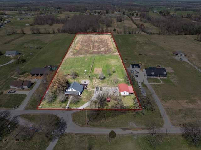 3717 Atkins Rd, Cedar Hill, TN 37032 - aerial view of sparsely populated area featuring property boundaries highlighted