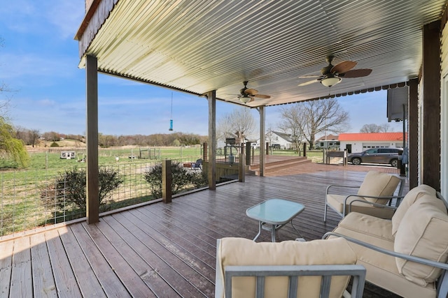 3717 Atkins Rd, Cedar Hill, TN 37032 - wooden terrace with ceiling fan