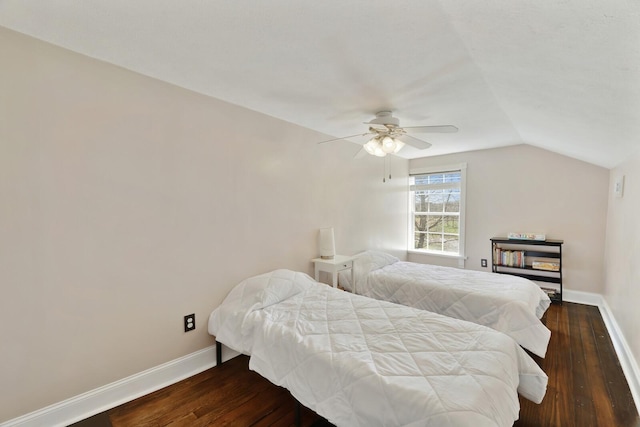 3717 Atkins Rd, Cedar Hill, TN 37032 - bedroom with hardwood / wood-style flooring, vaulted ceiling, and a ceiling fan