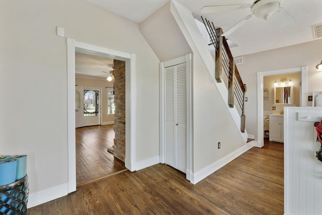 3717 Atkins Rd, Cedar Hill, TN 37032 - corridor featuring wood finished floors and stairs