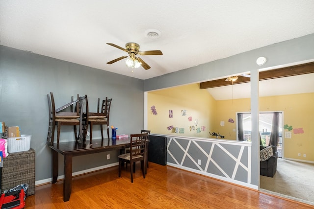 1053 Heritage Dr, Madison, TN 37115 - office space with a ceiling fan, wood finished floors, and vaulted ceiling