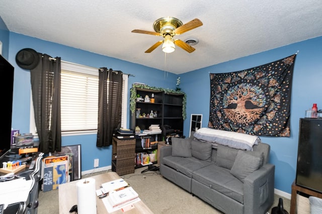 1053 Heritage Dr, Madison, TN 37115 - office area featuring ceiling fan and a textured ceiling